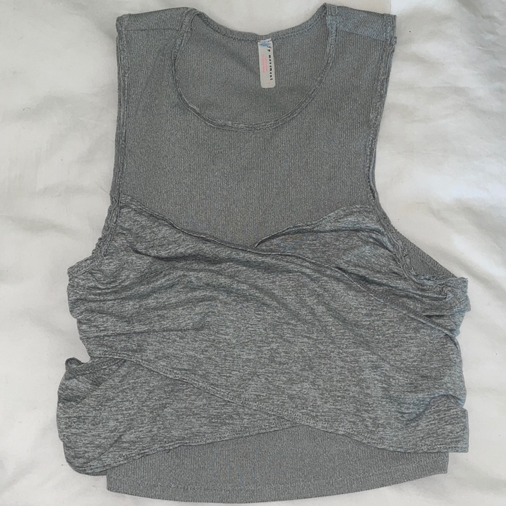 FREE PEOPLE GREY WRAP SPORTS TOP